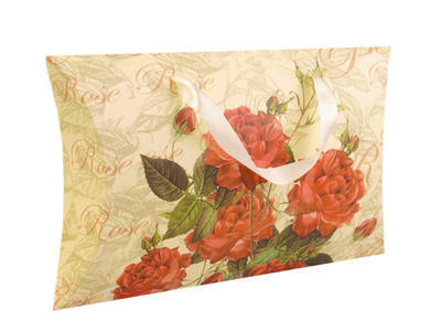 Darčeková krabička béžová s červenými kvetmi - 1