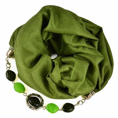 Kašmírový šál s bižutériou - zelený
