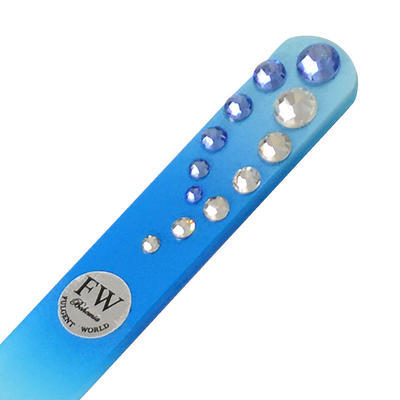 Sklenený pilník s kamienkami Swarovski - modrý - 1