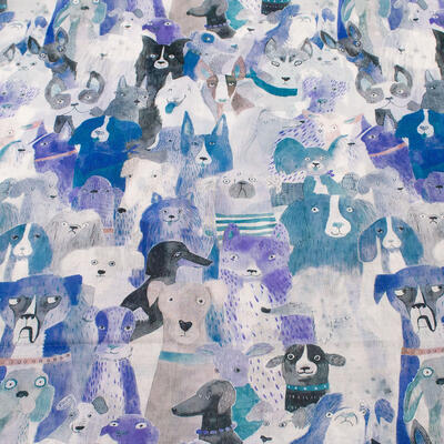 Šál klasický - modro-sivý so psíkmi - 2