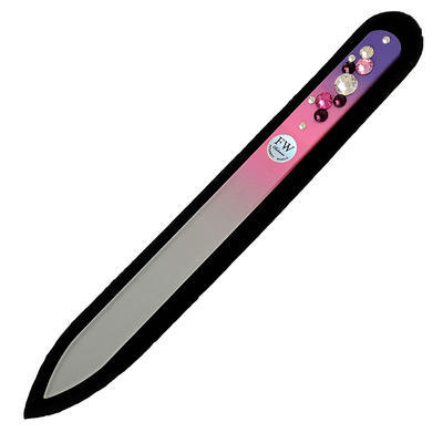 Sklenený pilník s kamienkami Swarovski - fialovoružový - 2